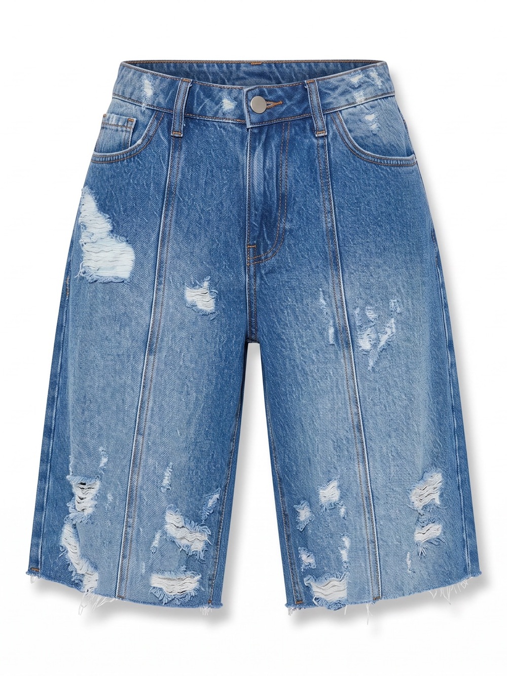 Fashion Nova Washed Blue Distressed Denim Bermuda Shorts 18 plus